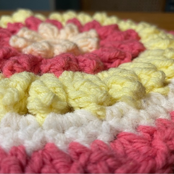 6 VNTG Potholders Excellent Clean Condition Hand Crafted Knit Crochet Blue Pink - Picture 6 of 17